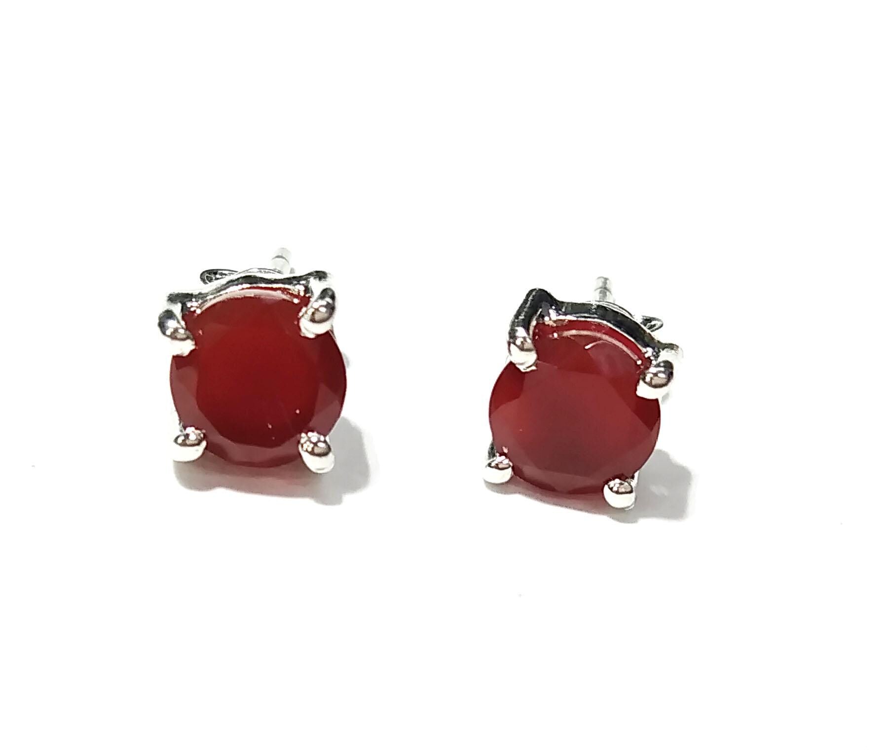 Red Onyx Stud Earrings, 925 Solid Sterling Silver Earring, Natural Red Onyx Stud Earring, High Quality Gemstone Studs Earring, Gift For Her